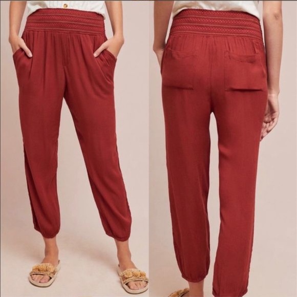 Anthropologie Pants - Anthro Ett Twa Womens Elastic Waist Pull On Rust Sulawesi‎ Smoked Gypsy Pants M